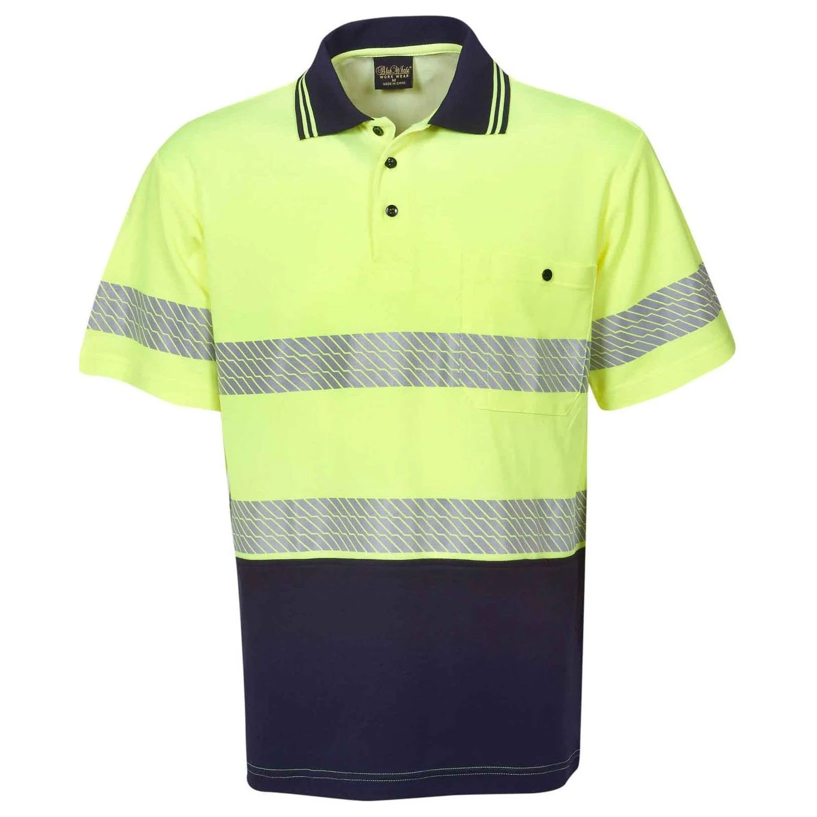 Hi Vis Cotton Back Polo with Segment Taped Short Sleeve (P77) - Image 3