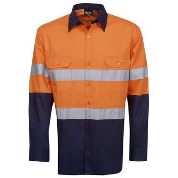 Hi Vis Cotton Twill Shirt with Reflective Tape Long Sleeve (C91)