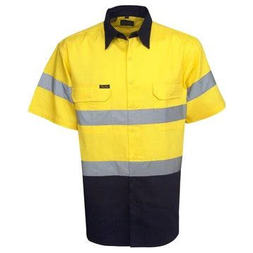 Hi Vis Cotton Twill Shirt with Reflective Tape Short Sleeve (C92)