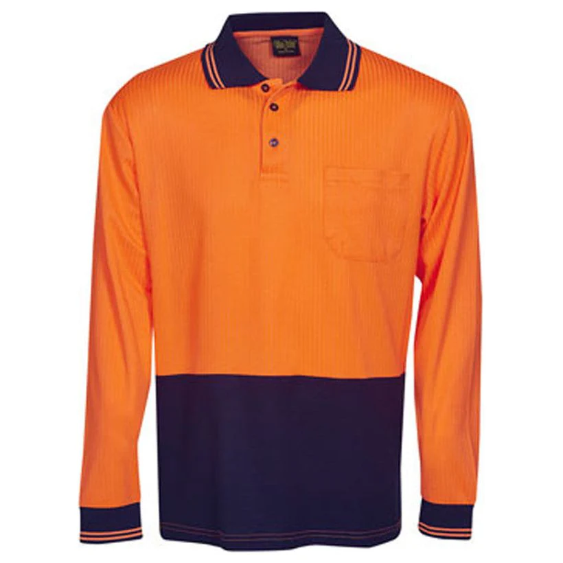 Hi Vis Drop Needle Cotton Back Polo Long Sleeve (P71) - Image 2