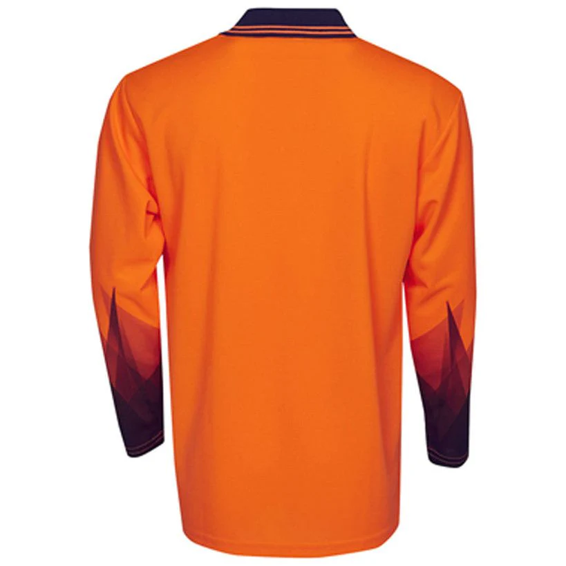 Hi Vis Polo Shirt Long Sleeve Triangular Design Sublimation Printed - Non Cuff (P68) - Image 3