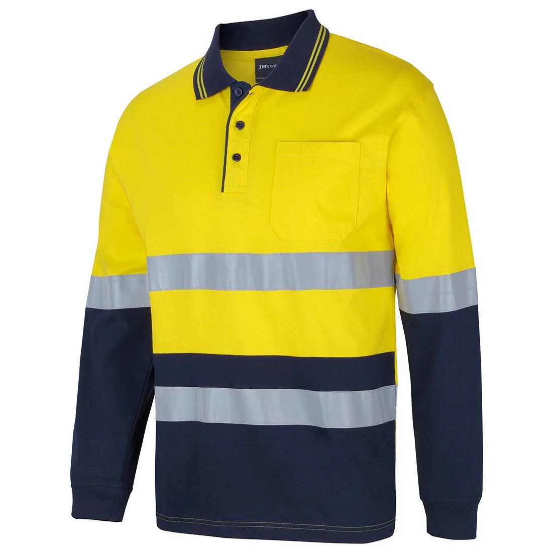 JB's Hi Vis (D+N) L/S Cotton Polo (6DCPL) - Image 2