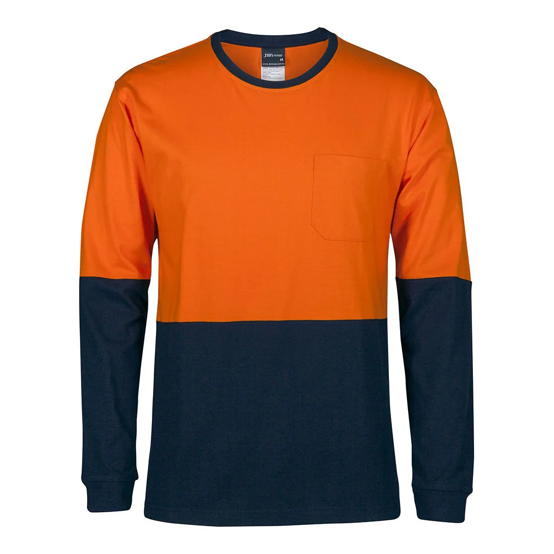JB's Hi Vis L/S Crew Neck Cotton T-shirt (6HVTN) - Image 2