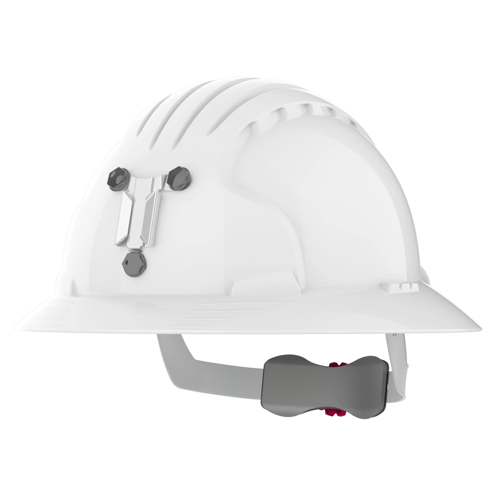 JSP Evo 6100 Full Brim Unvented Hard Hat With Miners Cap Attachment White (AJP179-300-1AN)