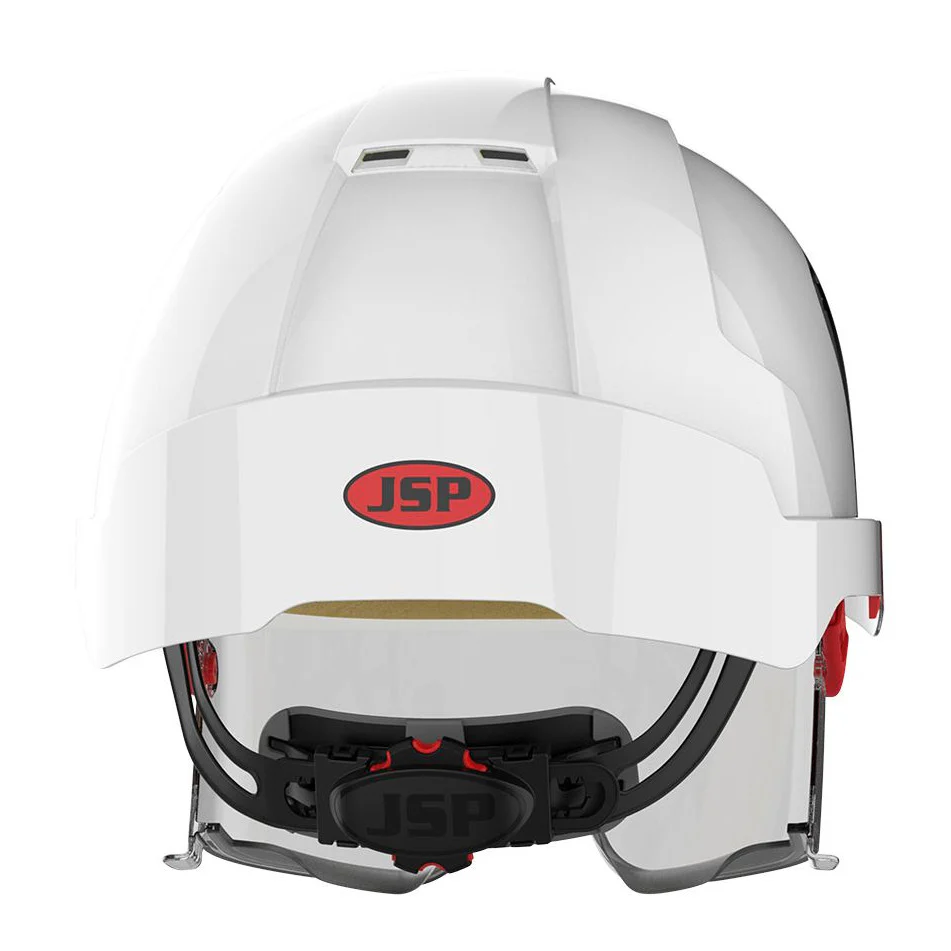 JSP Evo Vista Lens Vented White/Smoke Helmet - Wheel Ratchet - Clear Lens (AMB170-005-FAN) - Image 4