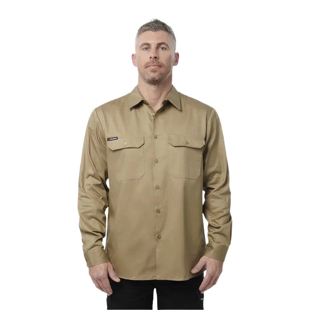 KingGee Originals Long Sleeve Open Front Cotton Drill Work Shirt (K04010)