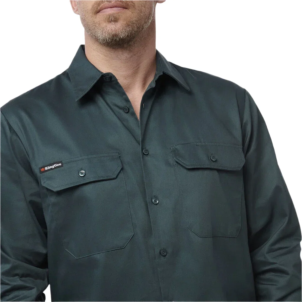 KingGee Originals Long Sleeve Open Front Cotton Drill Work Shirt (K04010) - Image 7