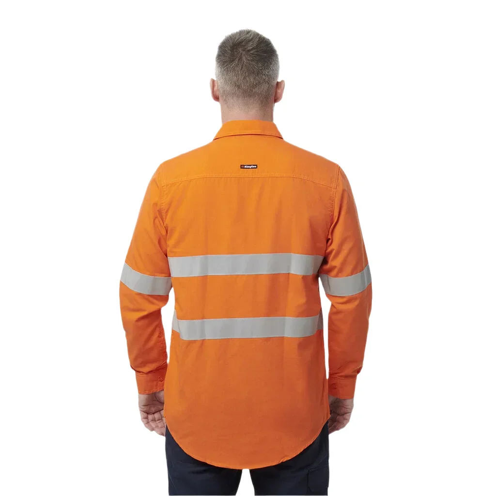 KingGee Shieldtec Lenzing FR Hi-Vis Spliced Open Front Taped Shirt (K84001) - Image 3