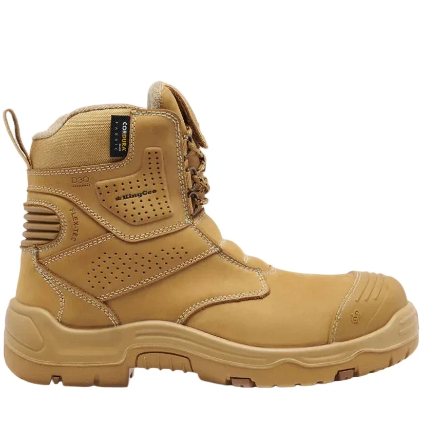 KingGee Wheat Bennu Pro 6 Zip Sided Lace Up Steel Cap Safety Boot (K28009) - (Pre Order) - Image 4