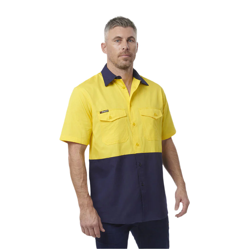 KingGee Workcool 2 Hi-Vis Two Tone Short Sleeve Drill Work Shirt (K54875)