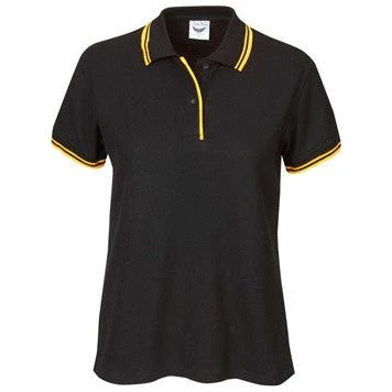 Ladies Pique Polo with Striped Collar and Cuff (P56) - Image 2