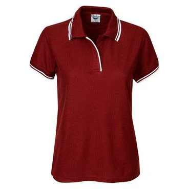 Ladies Pique Polo with Striped Collar and Cuff (P56) - Image 3