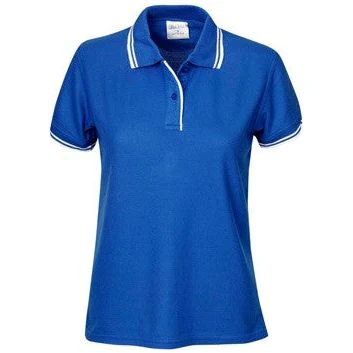 Ladies Pique Polo with Striped Collar and Cuff (P56) - Image 4