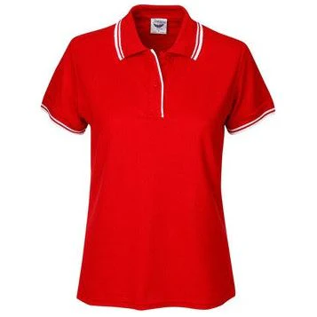 Ladies Pique Polo with Striped Collar and Cuff (P56) - Image 6