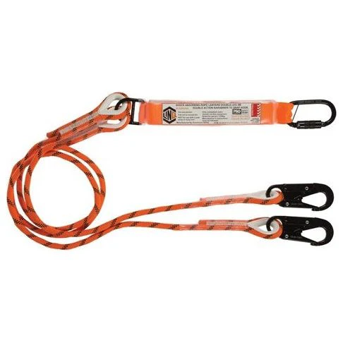 LINQ Double Leg Kernmantle 2M Shock Absorb Rope Lanyard with Hardware KD & SN X2 (RLO2KDSN)