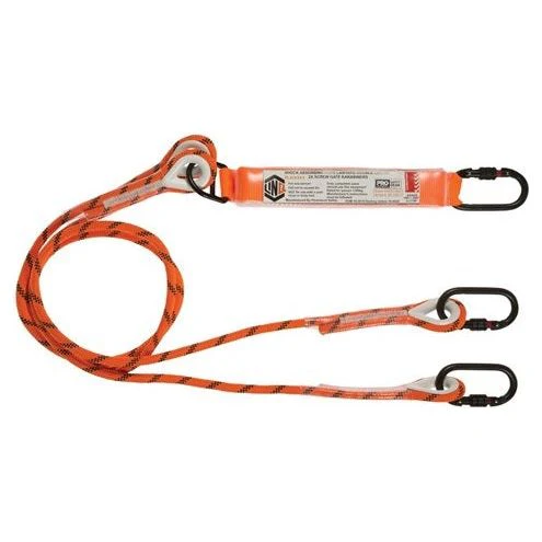 LINQ Double Leg Kernmantle 2M Shock Absorb Rope Lanyard with Hardware KS X3 (RLO2KSKS)