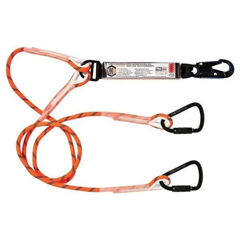 LINQ Double Leg Kernmantle 2M Shock Absorb Rope Lanyard with Hardware SN & KT X2 (RLO2SNKT)