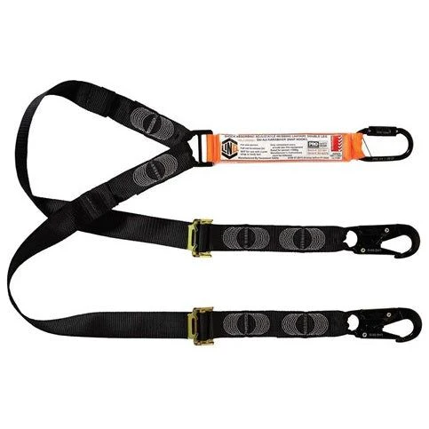 LINQ Elite Double Leg Shock Absorbing 2M Adjustable Lanyard with Hardware KD & SN X2 (WLA2KDSN)