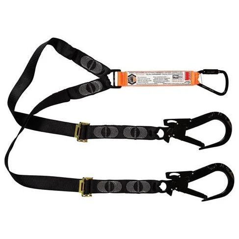 LINQ Elite Double Leg Shock Absorbing 2M Adjustable Lanyard with Hardware KT & ST X2 (WLA2KTST)