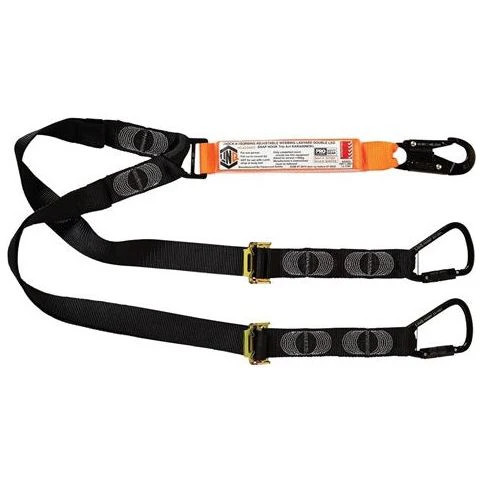 LINQ Elite Double Leg Shock Absorbing 2M Adjustable Lanyard with Hardware SN & KT X2 (WLA2SNKT)