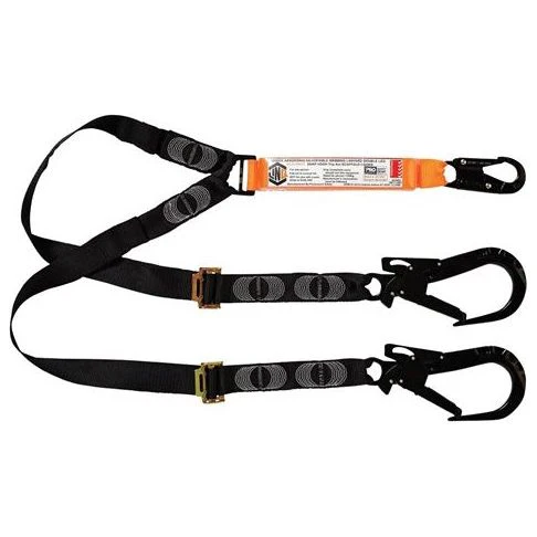 LINQ Elite Double Leg Shock Absorbing 2M Adjustable Lanyard with Hardware SN & ST X2 (WLA2SNST)