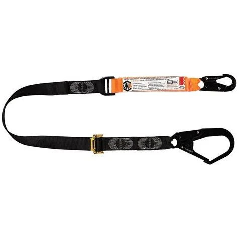 LINQ Elite Single Leg Shock Absorbing 2M Adjustable Lanyard with Hardware SN & SD (WLA1SNSD)