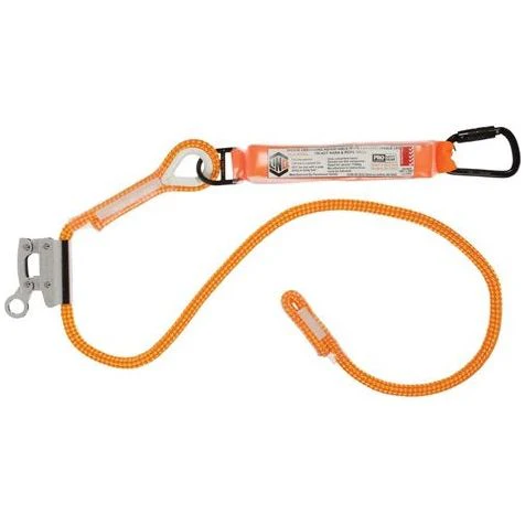 LINQ Single Leg 2M Shock Absorb Adjustable Rope Lanyard with Hardware KT & RG (RLA1KTRG)