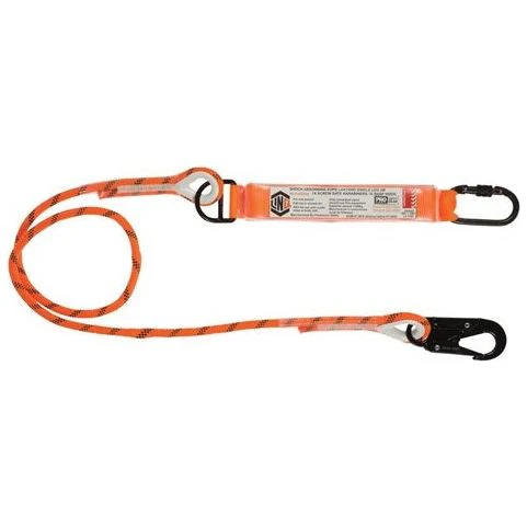 LINQ Single Leg Kernmantle 2M Shock Absorb Rope Lanyard with Hardware KS & SN (RLO1KSSN)