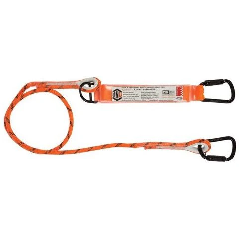LINQ Single Leg Kernmantle 2M Shock Absorb Rope Lanyard with Hardware KT X2 (RLO1KTKT)