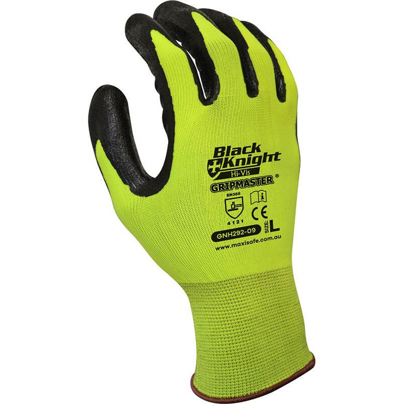 Maxisafe Black Knight Gripmaster Hi-Vis Glove (Carton of 120) (GNH292) - Image 2
