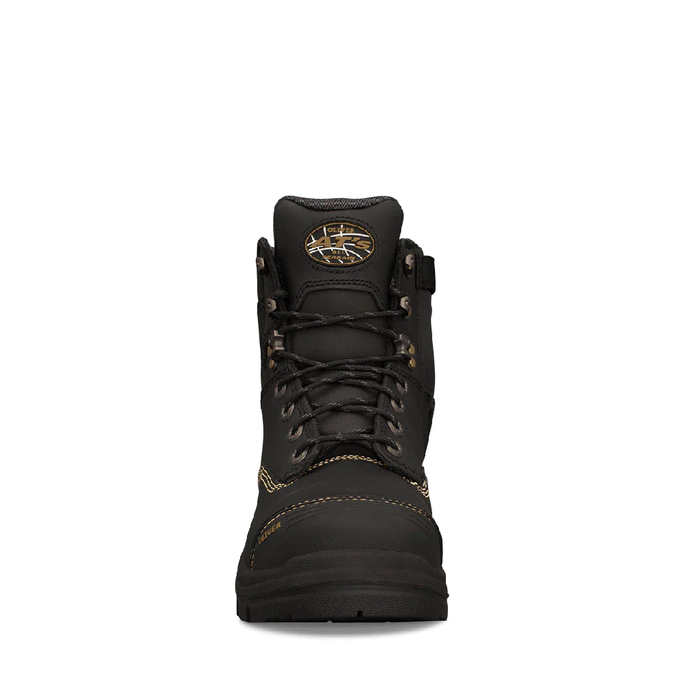 Oliver 150mm Black Zip Sided Lace Up Steel Cap Safety Boot With Scuff Cap (55-345Z) (Pre Order) - Image 4