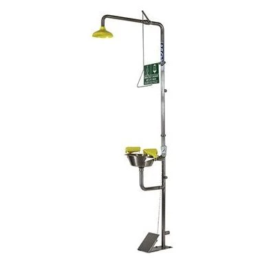PRATT Combination 316SS Shower Triple Nozzle Eye & Face Wash With Bowl & Foot Treadle (SE607T316)