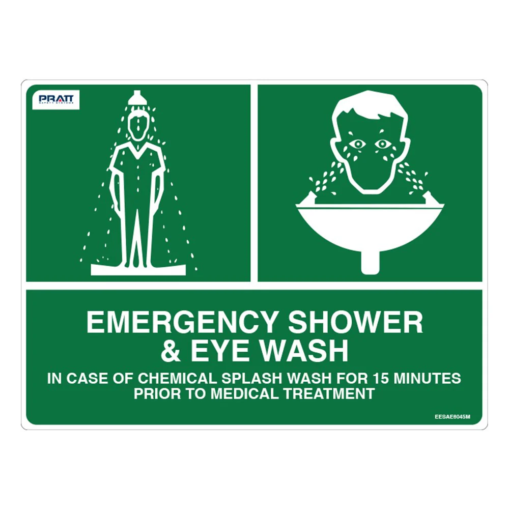 Pratt Emergency Shower & Eyewash Sign (PS6M) 600mm x 450mm Metal - Pack of 2 (EESAE6045M)