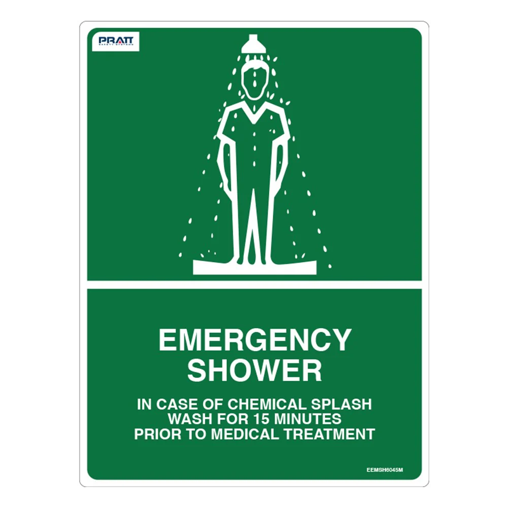 Pratt Emergency Shower Sign 600Mm X 450Mm Metal - Pack of 2 (EEMSH6045M)