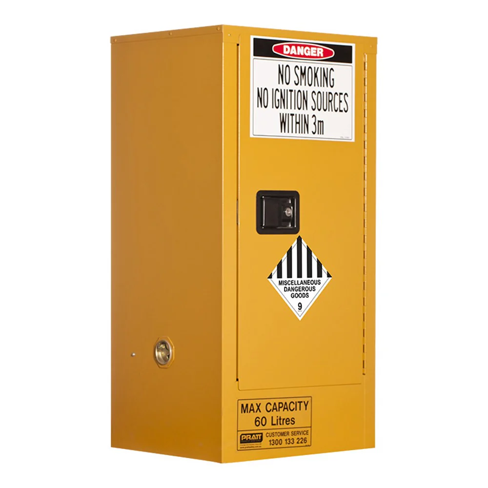 PRATT Miscellaneous Dangerous Goods Storage Cabinet: 60L - 1 Door - 2 Shelves (5517CL9)
