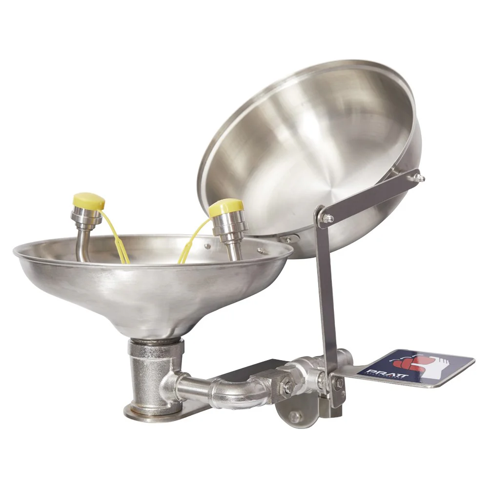 Pratt Wall Mounted Eye Wash With Eye Wash Nozzle With Bowl No Treadle - Flip Top Lid (SE582FTL)