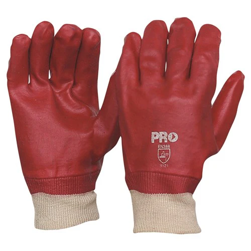 ProChoice 27cm Red PVC / Knit Wrist Gloves Large - Carton of 120 (PVC27KW)
