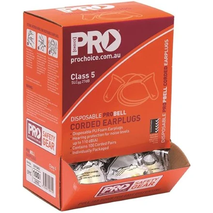 ProChoice Probell Disposable Corded Earplugs Corded - Box of 100 (EPYC) - Image 2