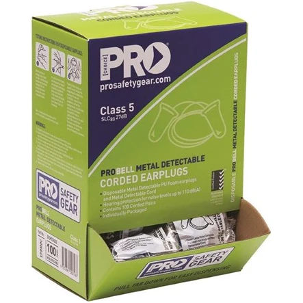 ProChoice Probell Metal Detectable Earplugs Corded - Box of 100 (EPBMDC) - Image 2
