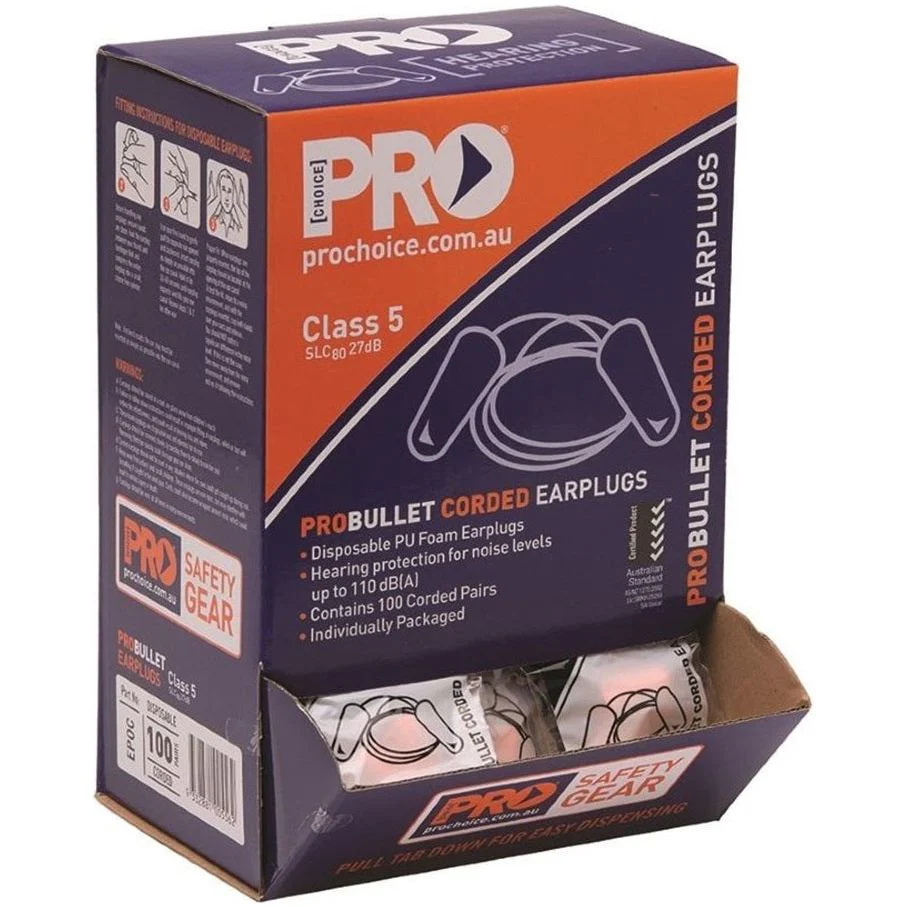 ProChoice Probullet Disposable Earplugs Corded - Box of 100 (EPOC) - Image 2