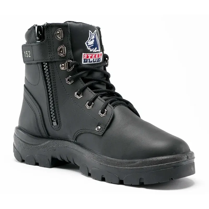 Steel Blue Black Argyle Zip Sided Lace Up Nitrile Outsole Safety Boots (322152) (Pre Order)