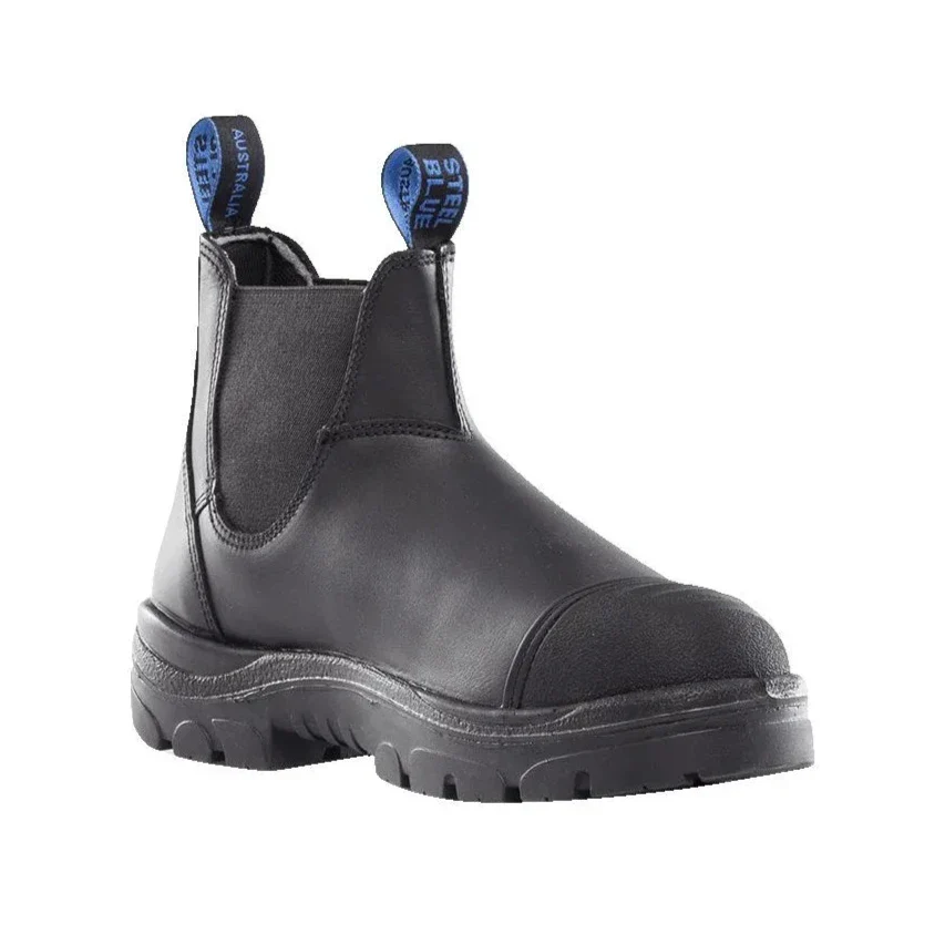 Steel Blue Black Hobart Slip On Steel Cap Safety Boot With Scuff Cap (312601)