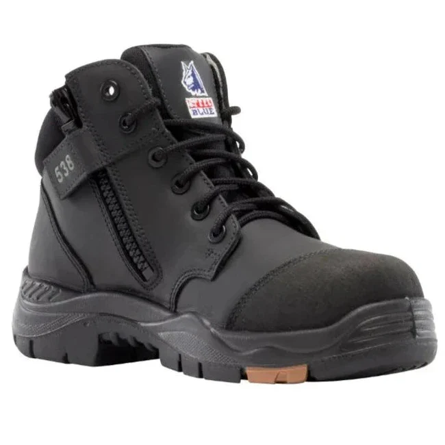 Steel Blue Black Parkes Zip Sided Lace Up Composite Toe Cap Safety Boot (317538) (Pre-Order)
