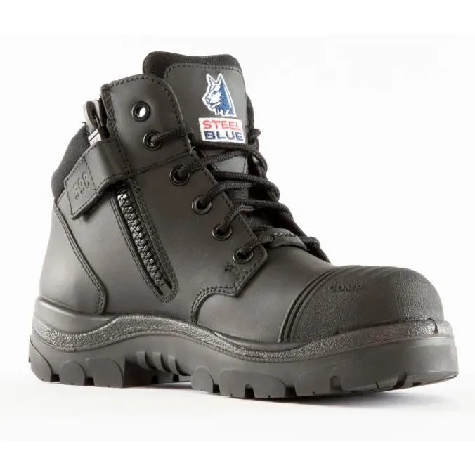 Steel Blue Black Parkes Zip Sided Lace Up Scuff Composite Safety Boots (318598) (Pre Order)