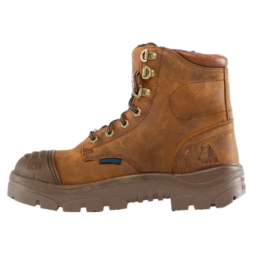 Steel Blue Distressed Brown Ladies Argyle Zip Sided Lace Up Scuff Waterproof Safety Boots (512739) (Pre Order) - Image 5