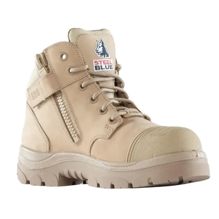 Steel Blue Sand Parkes Zip Sided Lace Up Scuff Composite Safety Boots (318598) (Pre Order)