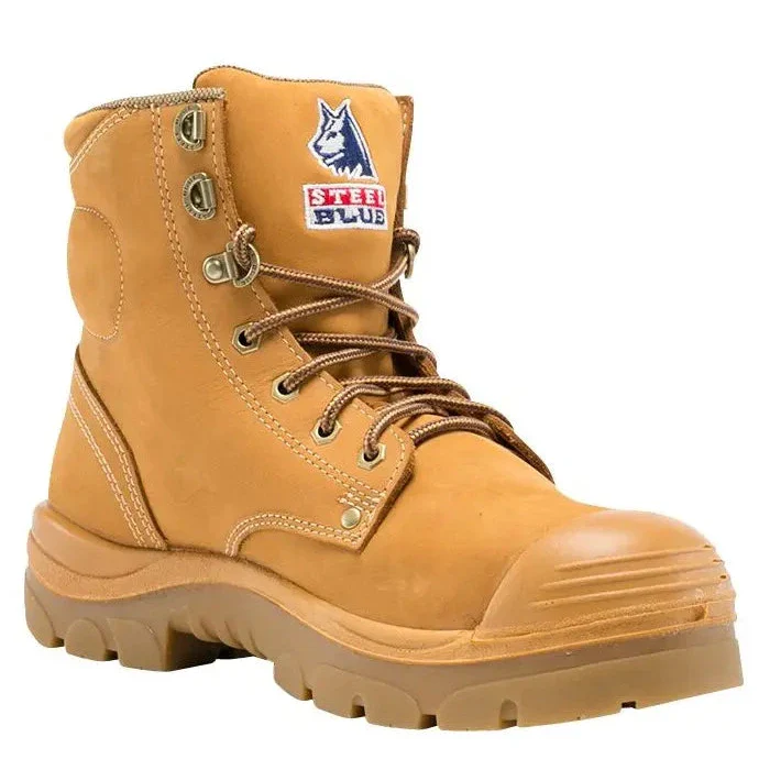 Steel Blue Wheat Argyle Nitrile Lace Up Safety Boots With Bump Cap (342102) (Pre-Order)