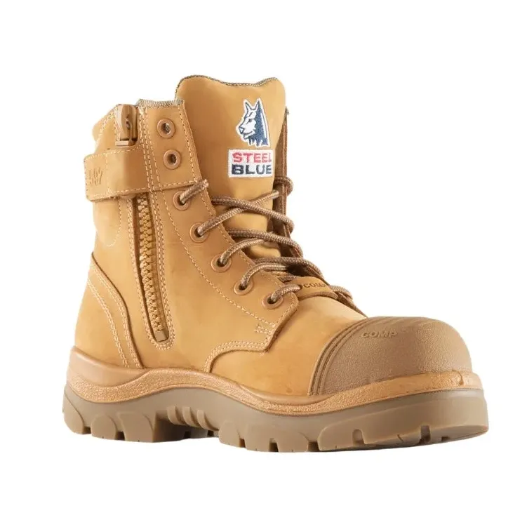 Steel Blue Wheat Argyle Zip Sided Lace Up Scuff Composite Toe Safety Boots (318592) (Pre-Order)