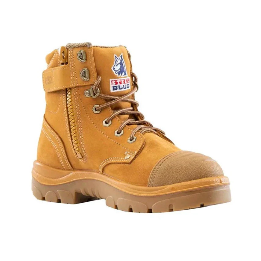 Steel Blue Wheat Argyle Zip Sided Lace Up Steel Toe Safety Boot With Scuff Cap (312652)