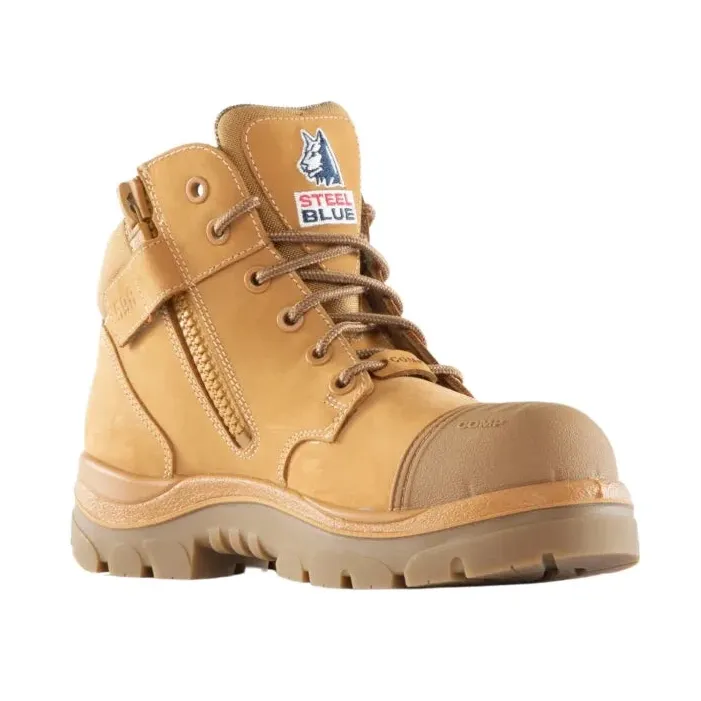 Steel Blue Wheat Parkes Zip Sided Lace Up Scuff Composite Safety Boots (318598) (Pre Order)